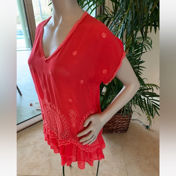 Johnny Was Tiered Embroidered Top XS - Picture 3 of 3